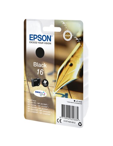 CARTUCCIA A PIGMENTI NERO EPSON DURABRITE ULTRA SERIE 16/PENNA E CRUCIVERBA C13T16214012 EPSON INKJET