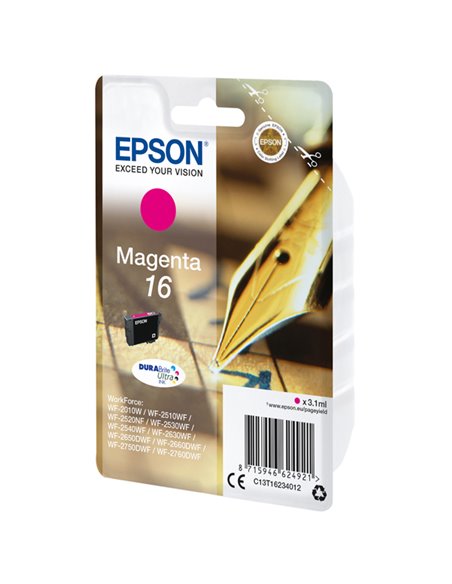 CARTUCCIA A PIGMENTI MAGENTA EPSON DURABRITE ULTRA, SERIE 16/PENNA E CRUCIVERBA C13T16234012 EPSON INKJET