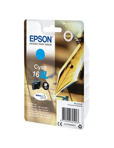 CARTUCCIA A PIGMENTI CIANO EPSON DURABRITE ULTRA, SERIE 16XL/PENNA E CRUCIVERBA C13T16324012 EPSON INKJET