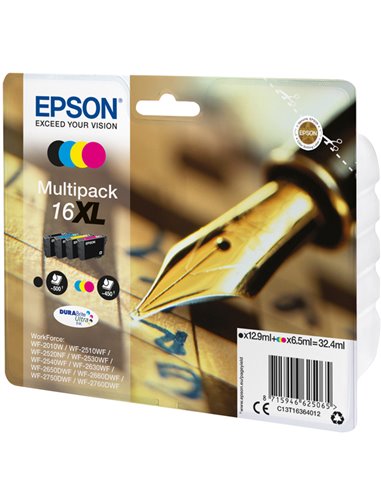 MULTIPACK 16XL CONTENENTE N.4 CARTUCCE A PIGMENTI SERIE 16XL/PENNA E CRUCIVERBA C13T16364012 EPSON INKJET