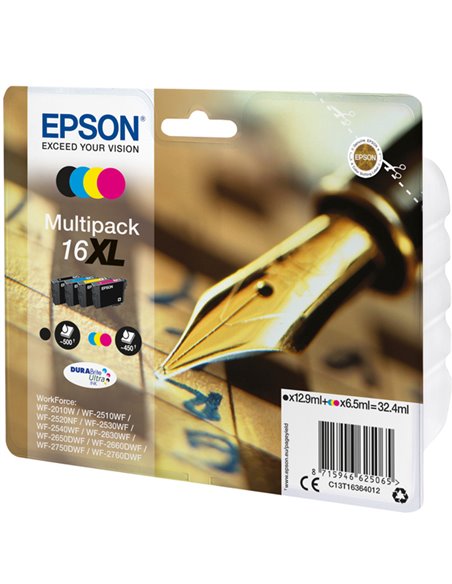 MULTIPACK 16XL CONTENENTE N.4 CARTUCCE A PIGMENTI SERIE 16XL/PENNA E CRUCIVERBA C13T16364012 EPSON INKJET