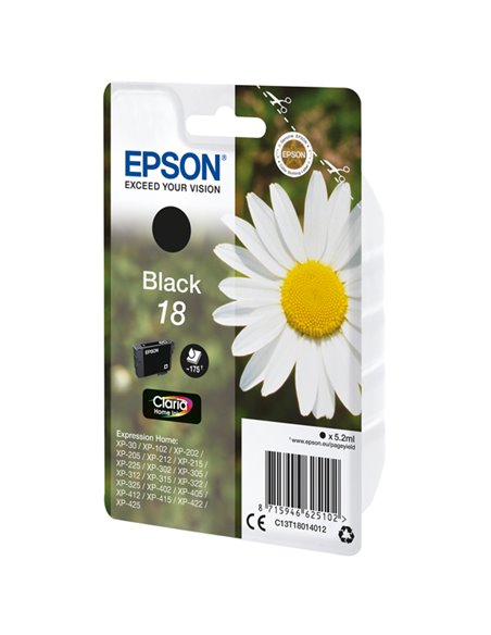 CARTUCCIA NERO (A PIGMENTI)EPSON CLARIA HOME SERIE 18/MARGHERITA IN CONF. BLIST C13T18014012 EPSON INKJET