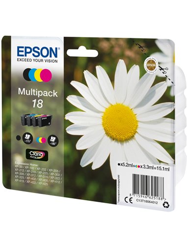 MULTIPACK 18 CONTENENTE N.4 CARTUCCE SERIE 18/MARGHERITA C13T18064012 EPSON INKJET