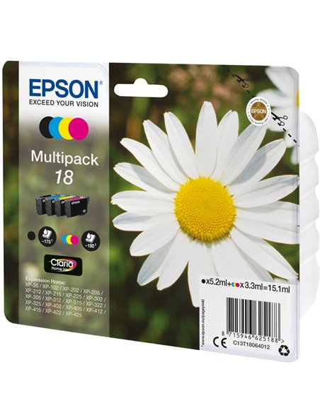 MULTIPACK 18 CONTENENTE N.4 CARTUCCE SERIE 18/MARGHERITA C13T18064012 EPSON INKJET
