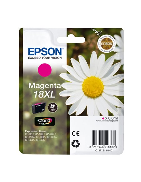 CARTUCCIA MAGENTA EPSON CLARIA HOME SERIE 18XL/MARGHERITA IN CONFEZIONE BLISTER C13T18134012 EPSON INKJET