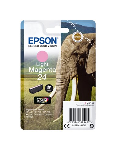 CARTUCCIA MAGENTA-CHIARO CLARIA PHOTO HD SERIE 24 ELEFANTE C13T24264012