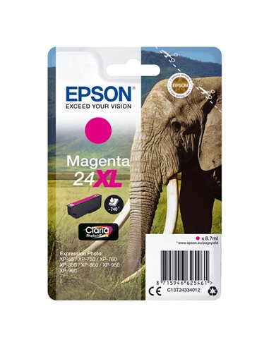 CARTUCCIA MAGENTA CLARIA PHOTO HD SERIE 24XL ELEFANTE BLISTER C13T24334012 EPSON INKJET