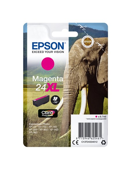 CARTUCCIA MAGENTA CLARIA PHOTO HD SERIE 24XL ELEFANTE BLISTER C13T24334012 EPSON INKJET
