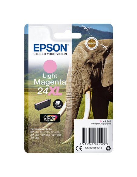 CARTUCCIA MAGENTA-CHIARO CLARIA PHOTO HD SERIE 24 ELEFANTE C13T24364012 EPSON INKJET
