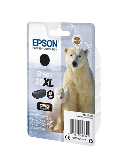 CARTUCCIA NERO EPSON CLARIA PREMIUM SERIE 26XL/ORSO POLARE, IN BLISTER C13T26214012 EPSON INKJET