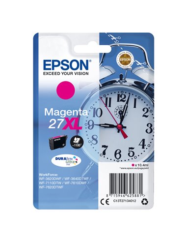 CARTUCCIA INCHIOSTRO MAGENTA DURABRITE ULTRA, SERIE 27XL /SVEGLIA C13T27134012 EPSON PRODOTTI PER STAMPANTI GRAFICHE