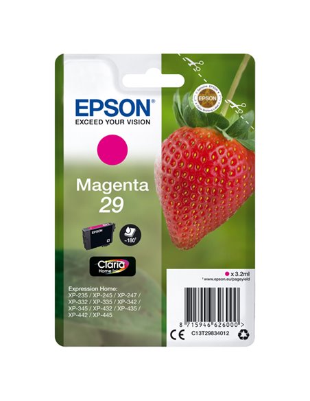 CARTUCCIA INCHIOSTRO MAGENTA SERIE 29 FRAGOLA T2983 C13T29834012 EPSON PRODOTTI PER STAMPANTI GRAFICHE