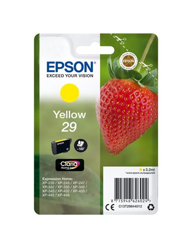 CARTUCCIA INCHIOSTRO GIALLO SERIE 29 FRAGOLA T2984 C13T29844012 EPSON PRODOTTI PER STAMPANTI GRAFICHE