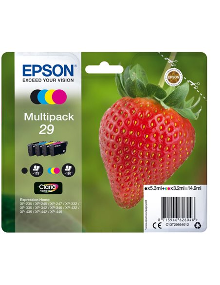 CONF. 4 CARTUCCE INK 1 X COLORE SERIE 29 FRAGOLA C13T29864012 EPSON PRODOTTI PER STAMPANTI GRAFICHE