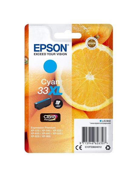 CARTUCCIA INCHIOSTRO CIANO SERIE 33XL ARANCIA T3362 C13T33624012 EPSON PRODOTTI PER STAMPANTI GRAFICHE