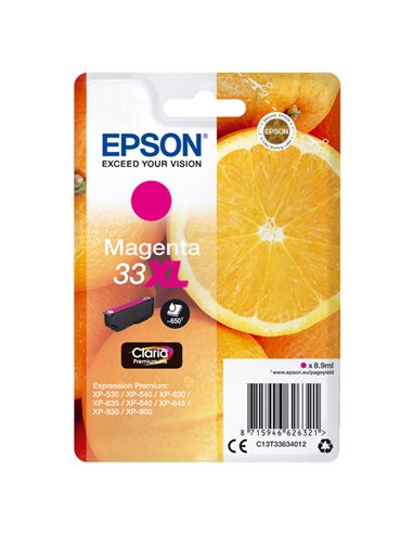 CARTUCCIA INCHIOSTRO MAGENTA SERIE 33XL ARANCIA T3363 C13T33634012 EPSON PRODOTTI PER STAMPANTI GRAFICHE
