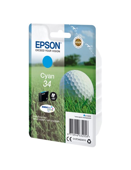 CARTUCCIA INCHIOSTRO CIANO 34 PALLINA DA GOLF C13T34624010 EPSON PRODOTTI PER STAMPANTI GRAFICHE