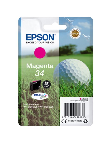CARTUCCIA INCHIOSTRO MAGENTA 34 PALLINA DA GOLF C13T34634010 EPSON PRODOTTI PER STAMPANTI GRAFICHE