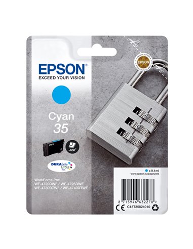 CARTUCCIA INCHIOSTRO CIANO SERIE 35 LUCCHETTO T3582 C13T35824010 EPSON PRODOTTI PER STAMPANTI GRAFICHE