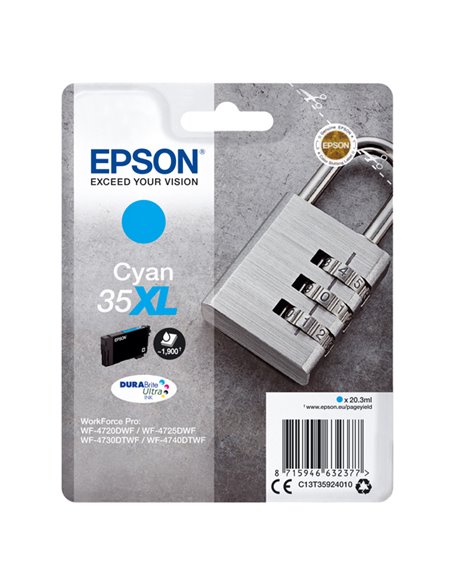 CARTUCCIA INCHIOSTRO CIANO SERIE 35XL LUCCHETTO T3592 C13T35924010 EPSON PRODOTTI PER STAMPANTI GRAFICHE