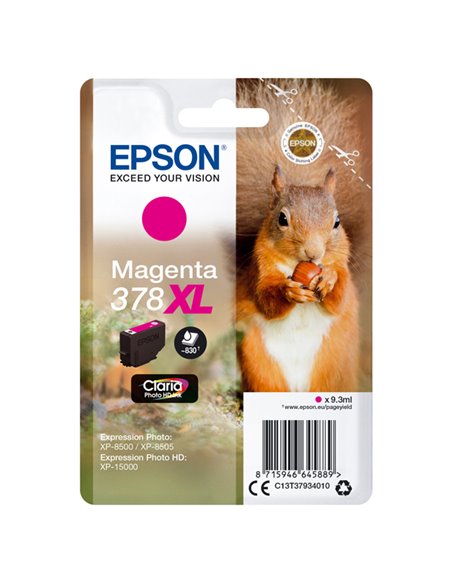 CARTUCCIA INCHIOSTRO MAGENTA 378XL SCOIATTOLO C13T37934010 EPSON PRODOTTI PER STAMPANTI GRAFICHE