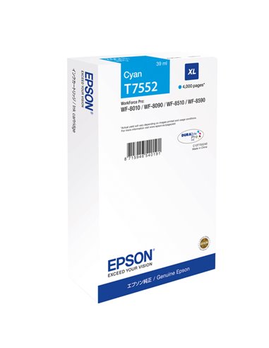 TANICA INCHIOSTRO A PIGMENTI CIANO EPSON DURABRITE ULTRA,XL WF-8xxx C13T75524N EPSON INKJET