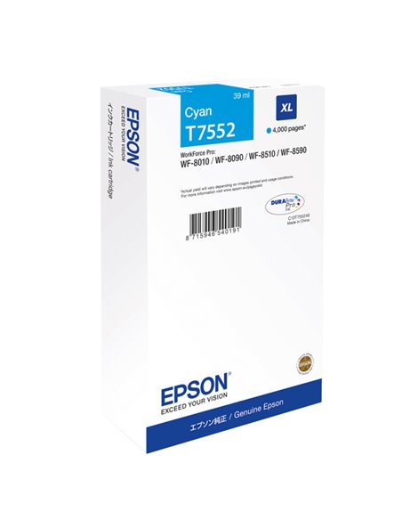 TANICA INCHIOSTRO A PIGMENTI CIANO EPSON DURABRITE ULTRA,XL WF-8xxx C13T75524N EPSON INKJET