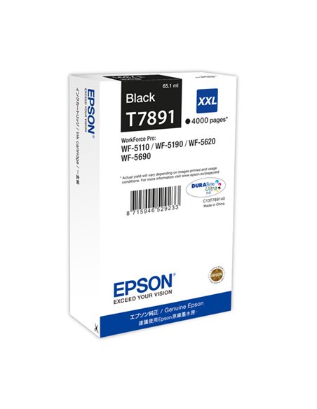 TANICA INCHIOSTRO A PIGMENTI NERO EPSON DURABRITE ULTRA SERIE T789 XXL C13T789140