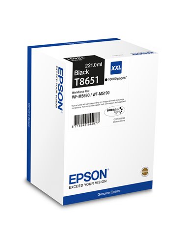 TANICA INCHIOSTRO A PIGMENTI NERO EPSON DURABRITE ULTRA SERIE ULTRA T8651 XXL C13T865140 EPSON INKJET