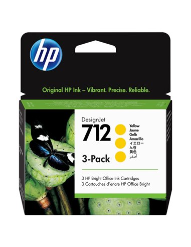 Confezione da 3 cartucce di inchiostro HP giallo DesignJet HP 712 da 29 ml 3ED79A