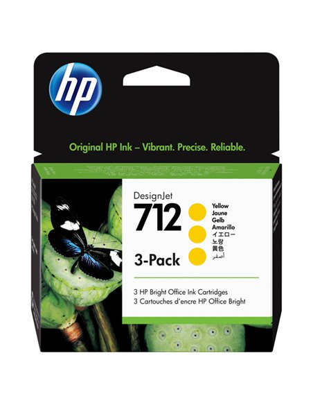 Confezione da 3 cartucce di inchiostro HP giallo DesignJet HP 712 da 29 ml 3ED79A