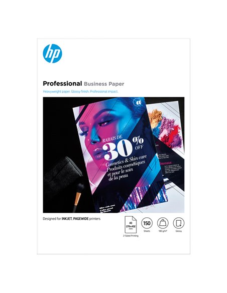 Confezione da 150 fogli carta professionale lucida HP per getto d'inchiostro A3 7MV84A HP INKJET
