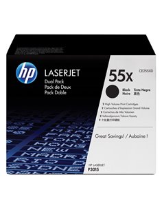SCATOLA 2 TONER NERO HP LASERJET CE255X LASERJET P-3015DN 12.500PG CE255XD HP PRODOTTI PER LASER