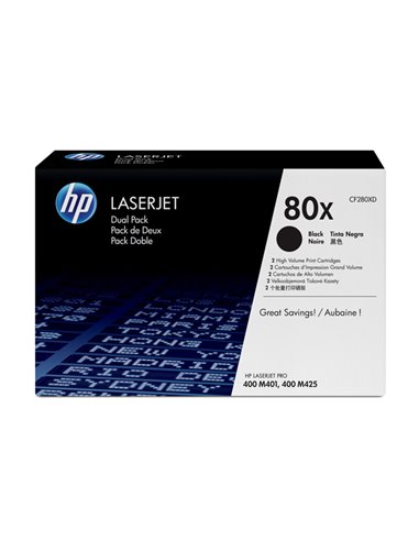SCATOLA 2 CARTUCCE DI STAMPA NERO HP LASERJET CF280X CF280XD HP PRODOTTI PER LASER