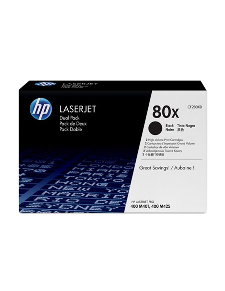 SCATOLA 2 CARTUCCE DI STAMPA NERO HP LASERJET CF280X CF280XD HP PRODOTTI PER LASER