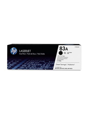 CONFEZIONE DI 2 TONER HP 83A NERO CF283AD