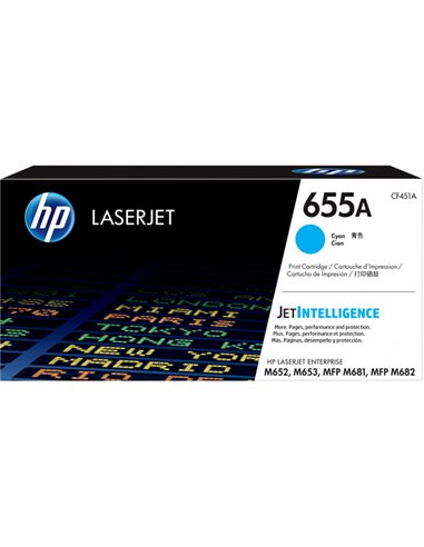 TONER CIANO HP 655A COLOR LASERJET ENTERPRISE SERIE M652-M653-M681-M683 CF451A HP PRODOTTI PER LASER