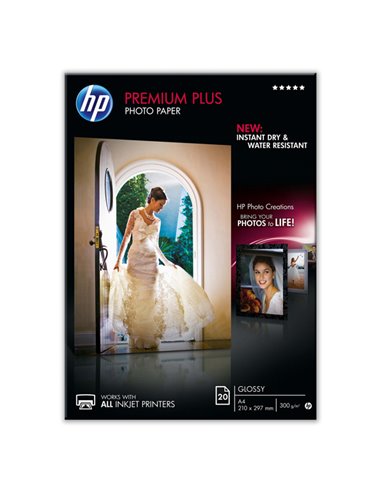 RISMA 20 FG CARTA FOTOGRAFICA HP PREMIUM PLUS PHOTO PAPER LUCIDA A4 300GR CR672A HP INKJET