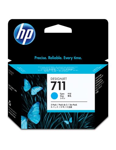 SCATOLA 3 CARTUCCE D'INCHIOSTRO HP 711DA 29 ML CIANO CZ134A HP PRODOTTI PER STAMPANTI GRAFICHE