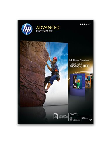RISMA 25 FG CARTA FOTOGRAFICA HP ADVANCED PHOTO PAPER LUCIDA A4 Q5456A HP INKJET