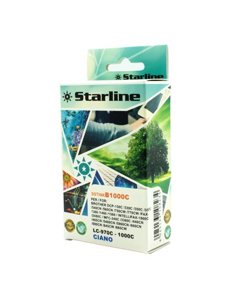CARTUCCIA INK CIANO PER PRINT C/BROTHER LC1000C LC970C JNBR1000C STARLINE INKJET COMPATIBILI