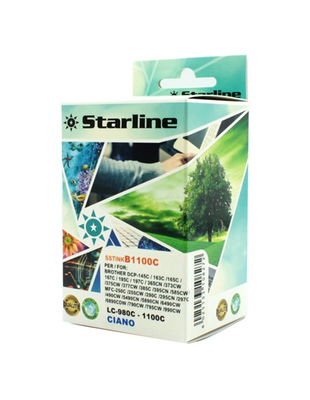 CARTUCCIA INK CIANO PER PRINT C/BROTHER LC980C LC1100C JNBR980C STARLINE INKJET COMPATIBILI