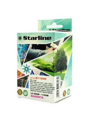 CARTUCCIA INK MAGENTA PER PRINT C/BROTHER LC980C LC1100C JNBR980M STARLINE INKJET COMPATIBILI
