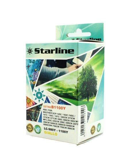 CARTUCCIA INK GIALLO PER PRINT C/BROTHER LC980C LC1100C JNBR980Y STARLINE INKJET COMPATIBILI