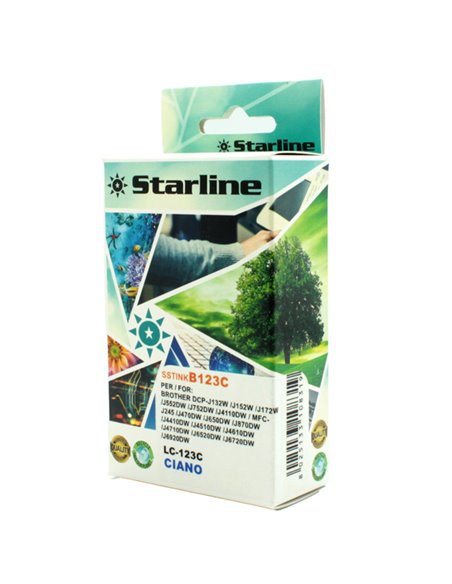 CARTUCCIA INK CIANO PER PRINT C/BROTHER LC 123C JNBR123C STARLINE INKJET COMPATIBILI
