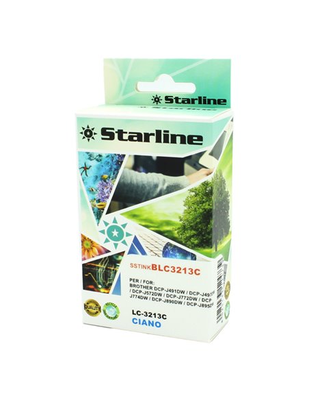 CARTUCCIA INK CIANO PER PRINT C/BROTHER LC-3213C JNBR3213C STARLINE INKJET COMPATIBILI