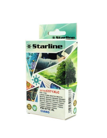 CARTUCCIA INK CIANO PER PRINT C/CANON CLI 571C JNCA571C STARLINE INKJET COMPATIBILI