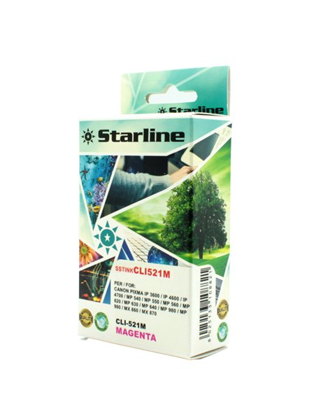 CARTUCCIA INK MAGENTA PER PRINT C/CANON CLI521M JNCA521M STARLINE INKJET COMPATIBILI