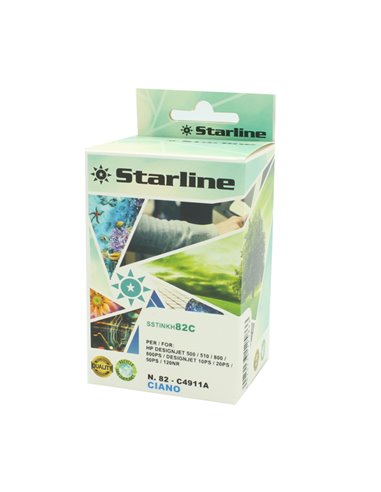 Starline Cartuccia ink per Hp N.82 Ciano 69ML JRHP82C