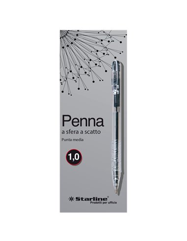SCATOLA 20 PENNE SFERA SCATTO NERO 1.0mm STARLINE 5603